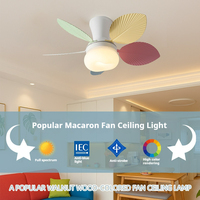 Ventilateur de plafond LED de 30 pouces Mini lampe LED colorée Design européen moderne Télécommande 6 vitesses Corps en fer Moteur à courant continu pour le salon