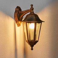 Lampe murale extérieure vintage en bronze P631 IP44, lanterne extérieure résidentielle fluorescente avec diffuseur en verre, douille E27