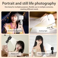 LED Şarj Edilebilir Selfie Telefon Işık Klipsi Kamera Dolgu Lambası Üç Renk Sıcaklığı USB 5-20V DC Tiktok Video iPhone Işığı