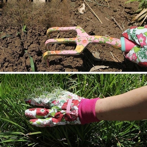 Cô Gái Màu Hồng Làm Vườn Quà Tặng Chất Lượng Tốt 10 Miếng Thép Không Gỉ Weeder Ngã Ba Rake Trowel Pruner Đào Vườn Công Cụ Thiết Lập - Product Image 6