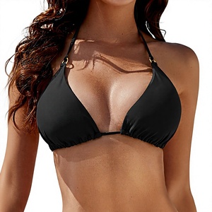 Ensemble de bikini côtelé uni pour femme, soutien-gorge triangle, maillot de bain une pièce à nouer sur le côté, séchage rapide, tenue de plage, personnalisable OEM - Product Image 3