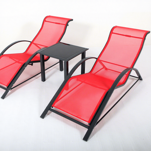 Leisure Contemporary Design KD 3pcs Aluminum Sling Chair With Side <b>Coffee</b> <b>Table</b> Set Foldable for Outdoor Use - Product Image 2