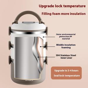 Ensemble de boîtes à repas isothermes empilables en acier inoxydable, portables, chauffables, étanches, pour adultes, boîte à lunch thermique bento - Product Image 4
