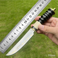 Couteau tactique de survie haut de gamme 2026 en acier Damas cuivré avec manche en bois pour la chasse et le camping