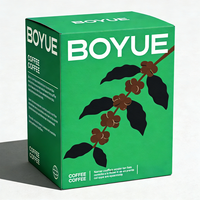 Emballages en matériaux recyclés personnalisés Boîtes à café en papier pliables avec laminage mat et UV spot pour les grains de café
