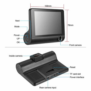 4 pouces HD 1080P 3 Lentille Voiture DVR Dash Cam Enregistreur Vidéo de Véhicule Caméra De Recul - Product Image 5