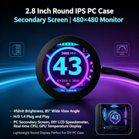 Écran LCD Rond Vsdisplay IPS pour Boîtier PC, Moniteur LCD CPU/GPU 1:1 9cm, Écran Secondaire USB HD 2,8 pouces 480x480