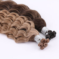 Extensions de cheveux de luxe à marque privée, en cheveux vierges russes bruts, avec cuticules alignées, Genius Weft, pouvant être coupées