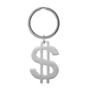 Venta al por mayor de nuevos llaveros de acero inoxidable Jinzhu2 con logotipos de dólares estadounidenses, llaveros de símbolos y perchas para automóviles - Product Image 1
