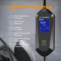 Chargeur EV portable 3.5KW 7KW Type 1 2.8 pouces Station de charge pour véhicule électrique 32A Type 2