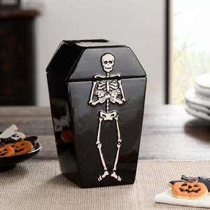 Faïence d'Halloween 28 onces en forme de cercueil Squelette Traiter Pot de stockage des aliments pour <span class=keywords><strong>la</strong></span> cuisine décoration de <span class=keywords><strong>la</strong></span> maison récipient à farine alimentaire - Product Image 1