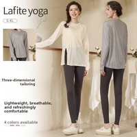 Ensemble deux pièces haut de gamme pour femme : haut de sport à manches longues coupe ajustée couleur nude et cache-cœur pour le yoga, le fitness et le Pilates – Collection Automne/Hiver