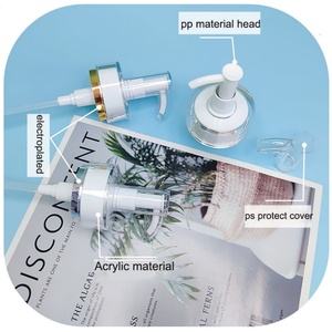 Luxury 200ml 250ml 300ml 400ml Empty PET Clear Frosted <b>Pump</b> <b>Bottles</b> Plastic Shampoo <b>Bottles</b> with Acrylic Gold Ring - Product Image 3