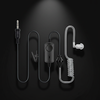 Écouteur Mono Anti-Radiation Transparent avec Micro pour Téléphone Portable, Casque Filaire Monaural à Tube d'Air Creux 3,5 mm