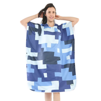 Serviette de plage poncho à capuche en microfibre écologique à séchage rapide pour adultes, motif floral, été