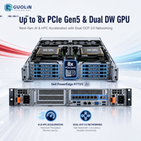 Serveur rack Dell PowerEdge R7725 2U, double processeur AMD EPYC série 9005, 6 To DDR5, jusqu'à 8x PCIe Gen5, serveur de calcul GPU