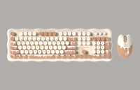 Ensemble combo clavier-souris sans fil multimédia de bureau rétro avec sensation de crème glacée au design unique