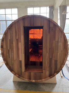 في الهواء الطلق بانورامية الفاخرة الأحمر الارز خشبية غرفة ساونا برميلية - Product Image 6