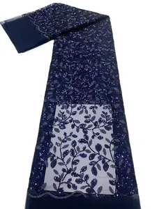 Produsen Kain Brokat Gaun Anak Mewah Tersedia dengan Payet Daun Jala Bordir Gaya Tradisional Romantis Mewah - Product Image 3