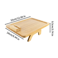 Plateau d'accoudoir de canapé en bambou à clipser avec pieds à ressort, table universelle pour canapé, pour boissons, collations et télécommande