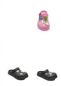 Sandali Zoccoli per Bambini con Spille Animate, Misura 18, Estivi, Punta Chiusa, in Plastica, Slip-On per Ragazze - Product Image 1