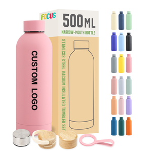 Gobelets de fête personnalisés avec logo, bouteilles d'eau roses mates en caoutchouc de 500 ml pour l'été, mignonnes, pour femmes, thermos de sport, cadeau, <span class=keywords><strong>tasse</strong></span> de voyage - Product Image 1