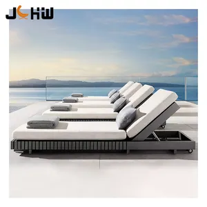 Chaise longue moderne de luxe en aluminium pour patio et jardin lit de repos extérieur en métal pour piscine et plage d'hôtel