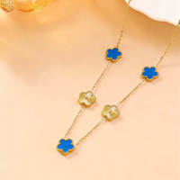 18K gouden roestvrijstalen waterdichte ketting met pruimenbloesempatroon, stoer, elegant, dames statement hanger, cadeau