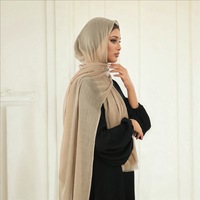 Voile en maille texturée froissée 180*95cm, doux et léger, pour femmes musulmanes, toutes saisons, 30 couleurs en stock, supporte ODM/OEM, Hijab en polyester