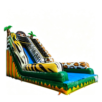 Château gonflable singe de la jungle, grand toboggan safari, animaux sauvages, structure gonflable pour enfants