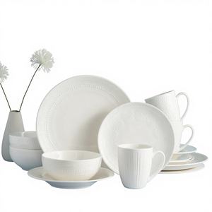 Platos de Porcelana Blanca Clásica Esmaltada en Relieve, Directo de Fábrica, Ecológicos, Libres de BPA, Duraderos y Elegantes para Soluciones de Comedor - Product Image 1