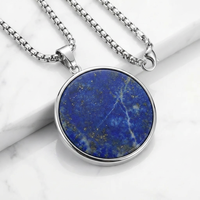 Collier pendentif en lapis-lazuli naturel pour homme, plaqué or/argent 18K PVD, acier inoxydable 316L, pierre précieuse, anti-ternissement, minimaliste, OEM