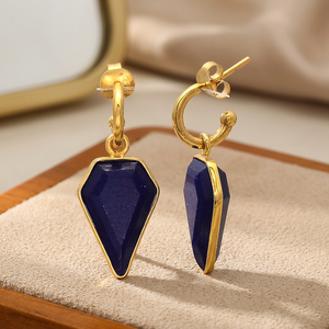 Pendientes Unisex de Latón Étnicos Hechos a Mano con Baño de Oro de 24k y Engaste de Garra, Venta al por Mayor - Product Image 3