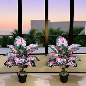 ต้นคาลาเดียมบิคัลเลอร์ประดิษฐ์ 12 18 24 ใบ ต้นคาลาเดียมบิคัลเลอร์จำลองสีสันสดใสสำหรับตกแต่งห้องนั่งเล่นและสำนักงาน - Product Image 1