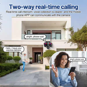 Caméra de surveillance CCTV 16MP 4 objectifs sans fil Wifi/4G PTZ <span class=keywords><strong>360</strong></span>° avec interphone bidirectionnel, caméra IP réseau extérieure 8K 4K avec zoom 10x - Product Image 6