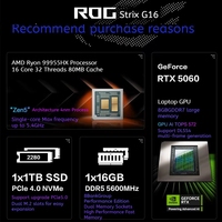 Ordinateur portable ROG Strix G16 2025 neuf, 5070ti, 9 pouces, ordinateur portable de jeu