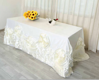 Offre Spéciale Rosette Pétale Feuille Nappes En Trois Dimensions Fleur Satin Nappe pour Hôtel De Mariage