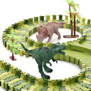 <span class=keywords><strong>QS</strong></span> Tùy Chỉnh Giáo Dục Trẻ Em Đồ Chơi 120Pcs Tự Làm Lắp Ráp Nhựa Linh Hoạt Khủng Long Mô Hình Khe Cắm Racing Đường Sắt Xe Ô Tô Theo Dõi Đồ Chơi - Product Image 2