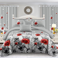 Vente en gros directe usine en ligne : Ensemble de literie imprimé doux 10-en-1 pour chambre à coucher (drap, couette, rideaux)