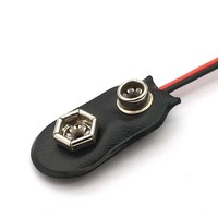 I Tipe 9 V Konektor Baterai Clip-On, Cangkang Kulit Imitasi 2 Kabel 9 Volt Konektor Baterai Klip Pemegang Baterai Kabel 10Cm