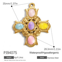 Pendentif personnalisé en acier inoxydable plaqué or 18 carats PVD, série Océan, poisson, étoile de mer, cœur, coloré, pour la création de bijoux DIY, cadeau