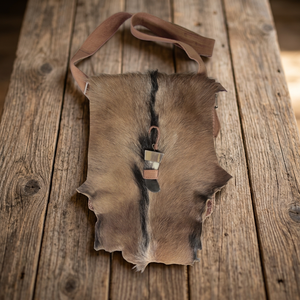 Real Fur Crossbody <b>Bag</b> <b>With</b> Leather Strap And Horn Charm Classic Unisex Style - Product Image 6