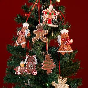 2025 vente chaude arbre de noël suspendus décor ensemble résine bonhomme de neige pain d'épice père noël renne ours noir ornements - Product Image 1