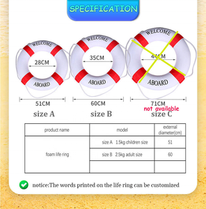 <span class=keywords><strong>Bouée</strong></span> <span class=keywords><strong>de</strong></span> <span class=keywords><strong>sauvetage</strong></span> <span class=keywords><strong>professionnelle</strong></span> pour piscine et bateau, matériau HDPE, circulaire, diamètre 51-71 cm - Product Image 2