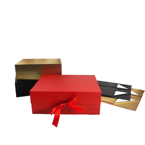 Matte <b>Red</b> Wig Collection Box with Ribbon for Virgin Hair Bundles Custom Logo - Product Image 3