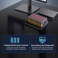 Sipolar SH3-10 Hub USB 3.0 Inteligente de 10 Puertos con Control de Software de Encendido/Apagado por Puerto, 2.1A 5V/22A PSU, Dongle USB, Gestión U-Key