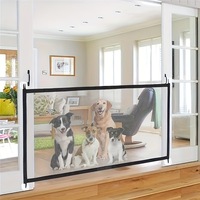 Barrera de Seguridad para Mascotas Personalizada con Panel de Malla Visible, Borde Reforzado y Soportes Adhesivos para Puertas, Escaleras y Balcones
