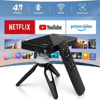 Mini projecteur portable de cinéma maison personnalisé, 1080p, lumière LED, batterie intégrée pour l'extérieur
