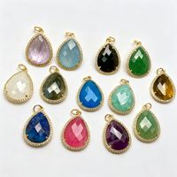 Pendentifs en pierre naturelle œil de tigre, améthyste et quartz clair, forme goutte d'eau, micro-pavés, best-sellers vintage