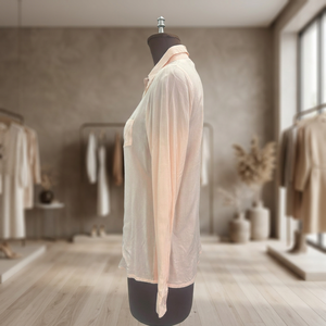 Chemise habillée vintage en viscose pour femme, col boutonné, manches longues, couleur unie, coupe classique, longueur normale, avec poches, pour le quotidien - Product Image 3